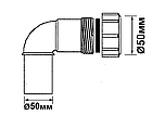 Коліно пластикове 90 град гайка раструб d50 McAlpine, фото 2