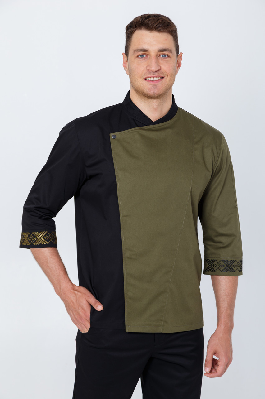 Кітель Поварськмй Чоловічий Чорний Контраст