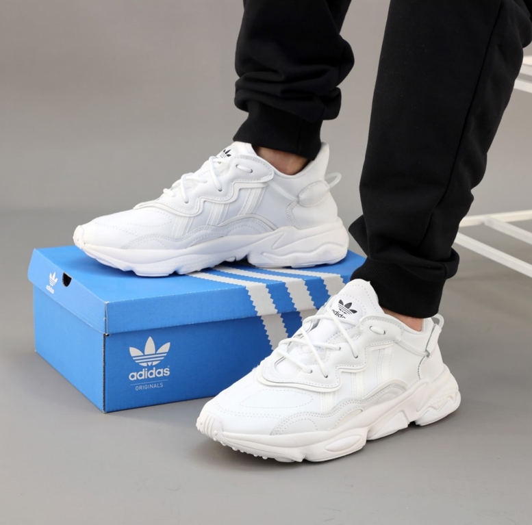 Adidas Ozweego White кросівки Адас Озвіго білі шкіряні рефлективні чоловічі жіночі