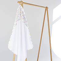Махровое полотенце-уголок белое с принтом (радуги) 80*80 см