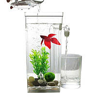 Акриловый аквариум самоочищающийся 2л, с подсветкой, My Fun Fish / Аквариум из ударопрочного пластика