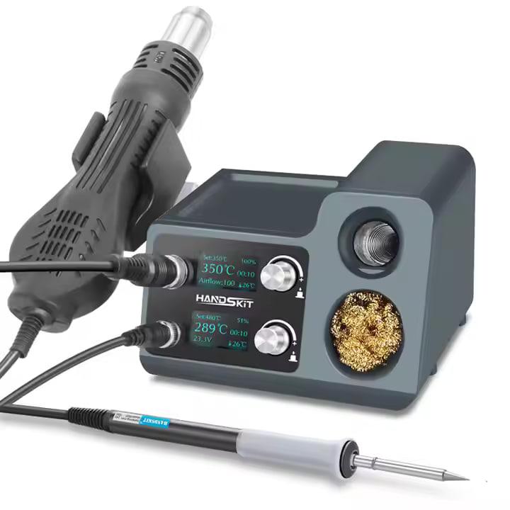 Паяльна станція 2в1 HandsKit 812A (паяльник Т12+фен), OLED дисплей, 72 W, 150-480 °C, 220V