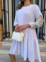 Красива ніжна ошатна повсякденна жіноча легка сукня Колоски софт з довгим рукавом вільного крою
