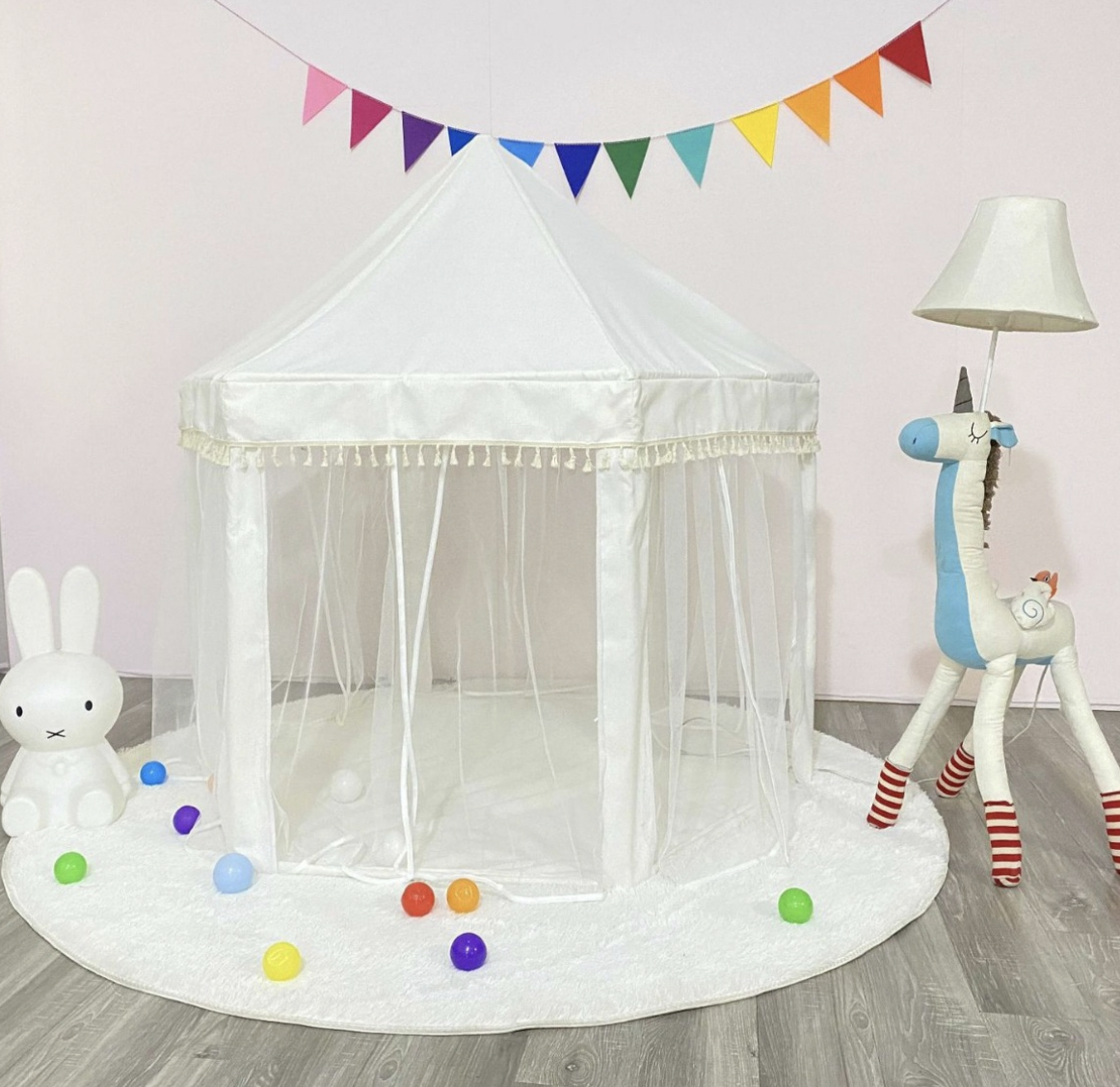 Ігрова палатка для малюків / Ігровий будиночок з шторками / Ігровий намет у кімнату Білий, фото 1