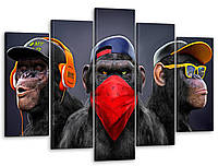 Модульная картина Декор Карпаты на стену Три мудрые обезьяны 80x125 см MK50096 PR, код: 6978865