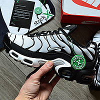 Кроссовки мужские Nike air max TN+ white black / Найк аир макс ТН+ плюс белые черные