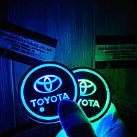 Подсветка подстаканника в авто RGB с логотипом автомобиля TOYOTA