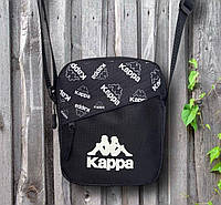 Мужская спортивная барсетка черная сумка через плечо Kappa, Каппа