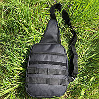 Мужская сумка кроссбоди | Мужская сумка черная тканевая | Тактическая сумка QA-472 на грудь