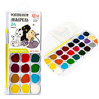 Набір акварельних фарб Rosa Kids 24 кольори з пензликом Cats (301205)
