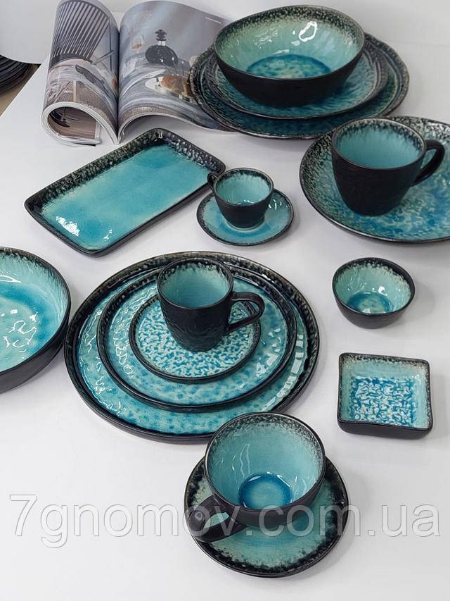 Тарілка керамічна синя Блу-Лейк 21 см арт. 101-0205