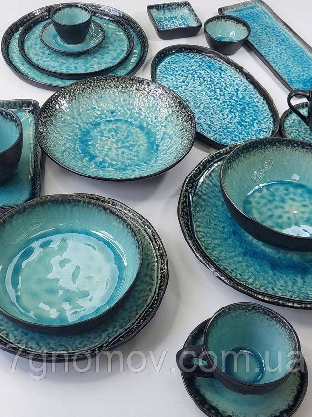 Тарілка керамічна синя Блу-Лейк 21 см арт. 101-0205