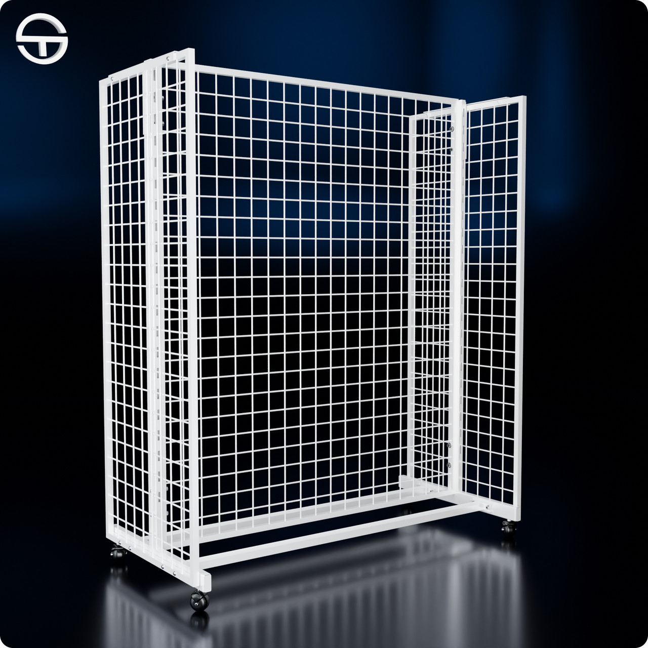 Стійка MARGO, H1350 L1050 W500 (з 3-ма сітками). Торговий стенд-стелаж під навісне обладнання, фото 1