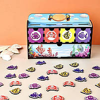 Дитяча розвиюча гра Чарівний комодик Морські мешканці 1 Дерев'яний сортер Ubee ПСД003, фото 2