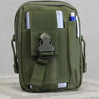 Тактична сумка - сумка для телефону, система MOLLE органайзер тактичний з кордури. JX-640 Колір: хакі