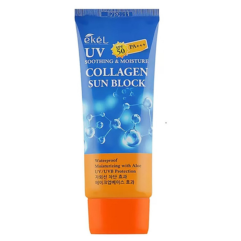 Сонцезахисний зволожуючий крем з колагеном Ekel Soothing & Moisture Collagen Sun Block SPF 50 PA+++ 70 мл