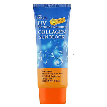 Сонцезахисний зволожуючий крем з колагеном Ekel Soothing & Moisture Collagen Sun Block SPF 50 PA+++ 70 мл