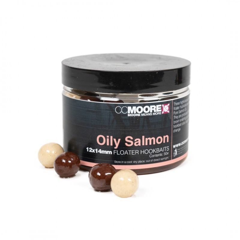 Плаваючі бойли в лососевій олії CC Moore Oily Salmon Floater Hookbaits 12x14mm (50)шт, попапи CCMoore