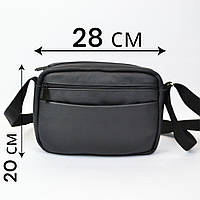Стильная мужская сумка-мессенджер из натуральной кожи флотар, ZT-776 черного цвета.