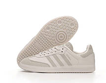 Жіночі кросівки Adidas Samba White Grey Адідас Самба білі з сірим повсякденні замша шкіра демісезон, фото 5