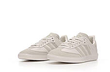 Жіночі кросівки Adidas Samba White Grey Адідас Самба білі з сірим повсякденні замша шкіра демісезон, фото 4