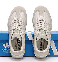 Жіночі кросівки Adidas Samba White Grey Адідас Самба білі з сірим повсякденні замша шкіра демісезон, фото 6
