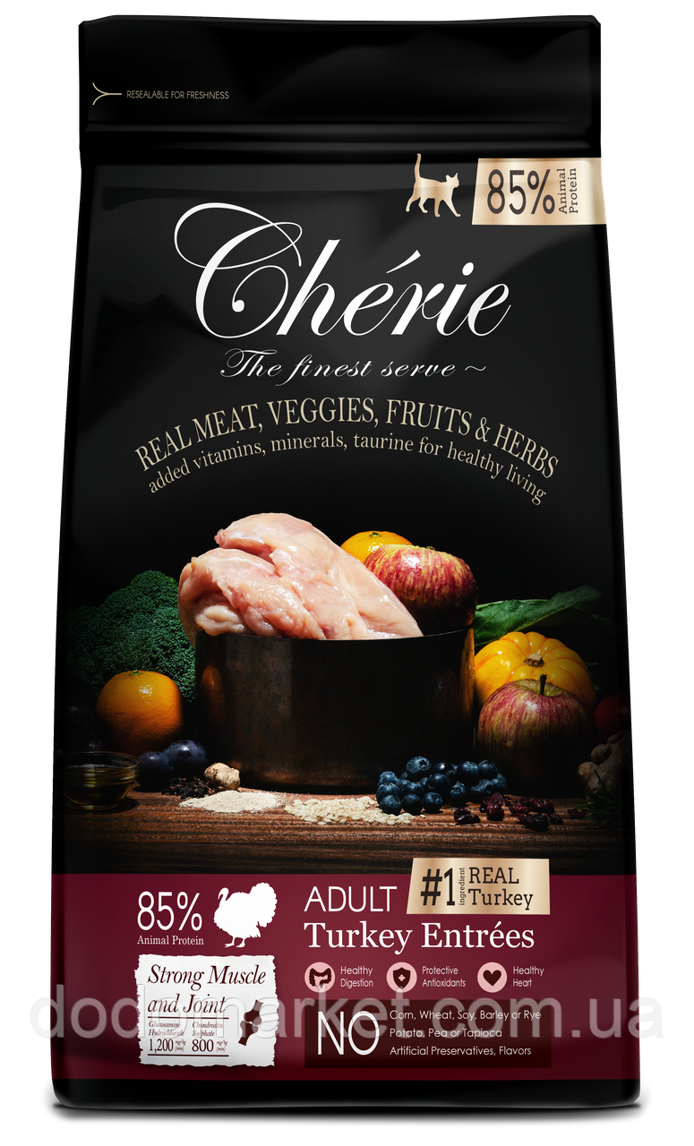 Сухий корм для дорослих котів Cherie (Шері) Dry Food Strong Muscle&Joint- Adult Turkey Entrees,з індичкою400г, фото 1
