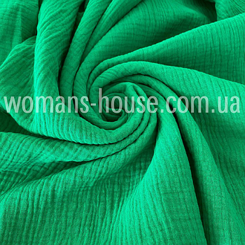 Тканина Муслін двошаровий жатка однотонний Зелений