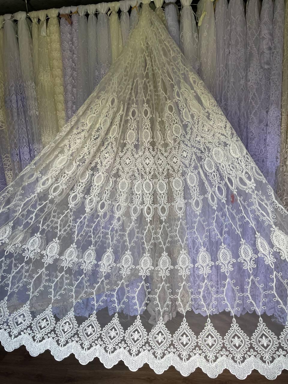 Тюль фатін вишивка 2,8 молочна