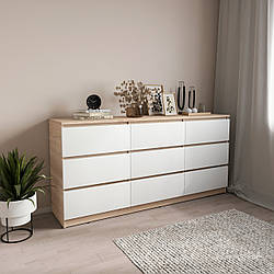 Комод на 9 ящиків Серія Лайт Дуб Сонома+білий