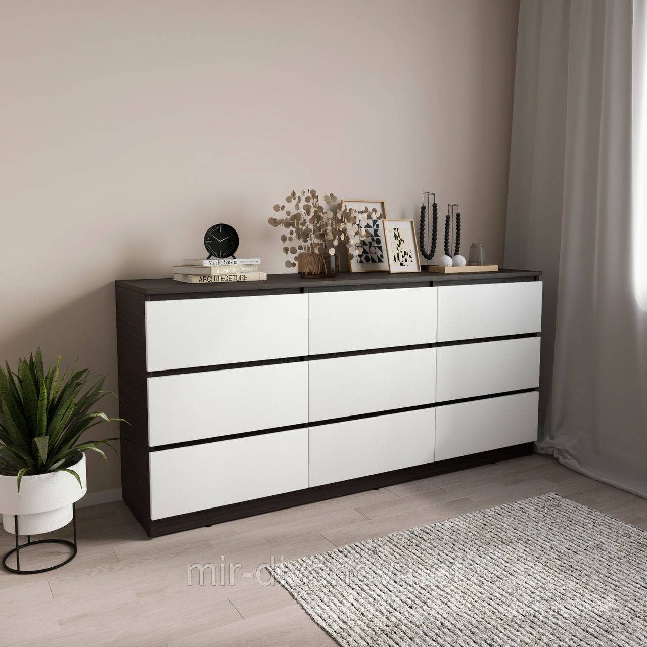 Комод на 9 ящиків Серія Лайт Венге+білий, фото 1