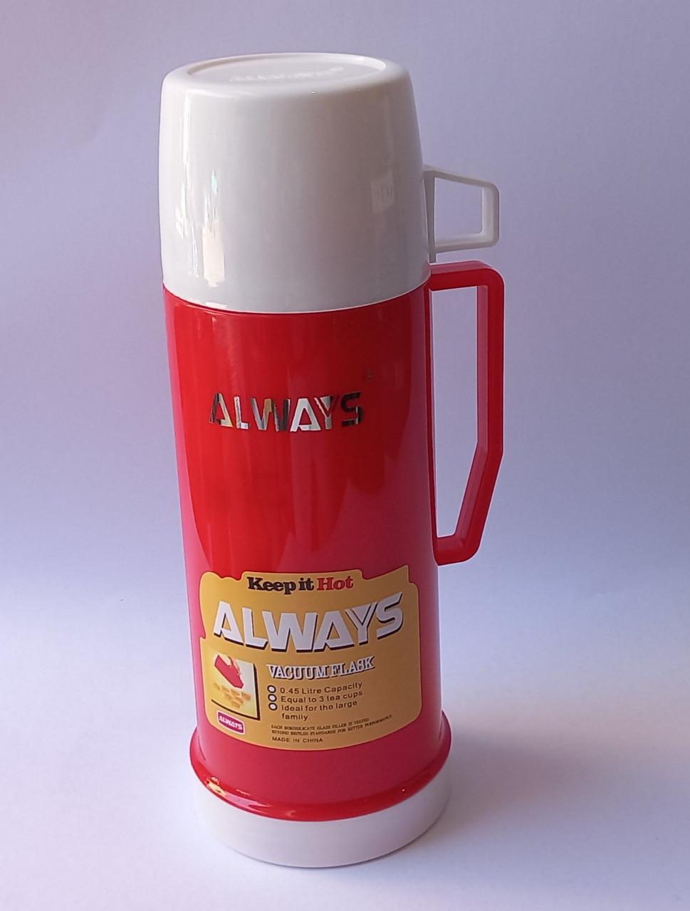 Термос скляний 0.450мл ALWAYS 1044 Red червоний, фото 1