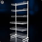 Кошик HAMPER-25 750х250х80-60мм, вузький, білий. Збірний торговий стелаж із кошиків. Сітчастий стенд для продажу у магазин, фото 4