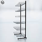 Кошик HAMPER-25 750х250х80-60мм, вузький, чорна. Збірний торговий стелаж із кошиків. Сітчастий стенд для продажу у магазин, фото 5