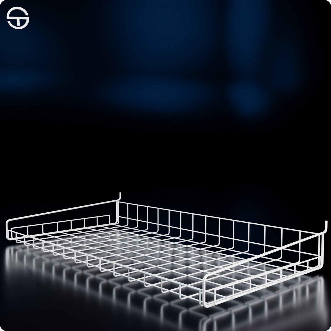 Кошик HAMPER-35 750х350х85-60мм, широкий, білий. Збірний стелаж із кошиків. Сітчастий стенд для розпродажу у магазин