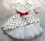 Сукня в ретро стилі для дівчинки Стиляги Біле 122-134 р. р. Стильне ошатне плаття в горошок, фото 3