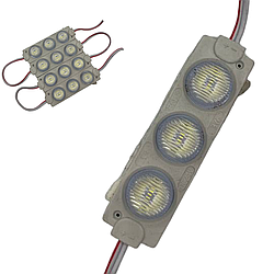 Світлодіодні ЛЕД/LED модулі автомобільні 12V білого кольору (3 бочки) 75мм довжина, 20мм ширина 3W