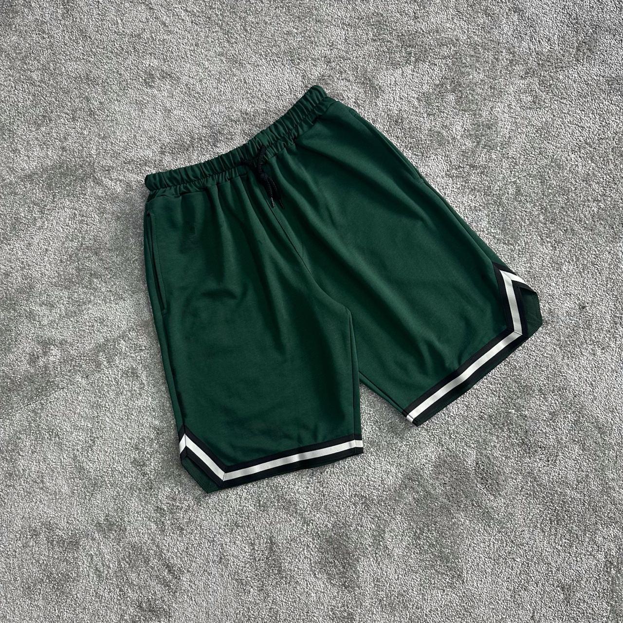 Чоловічі шорти зелені з лампасами на літо, фото 1