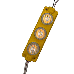 Світлодіодні ЛЕД/LED модулі автомобільні 12V жовтого кольору (3 бочки) 75мм довжина, 20мм ширина 3W