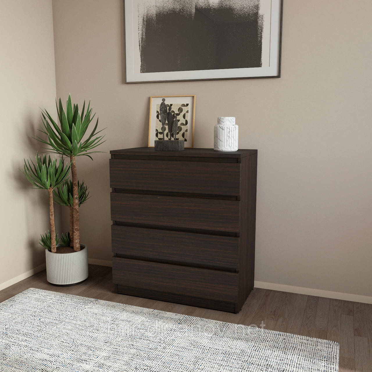 Комод на 4 ящики без ручок Венге магія, фото 1