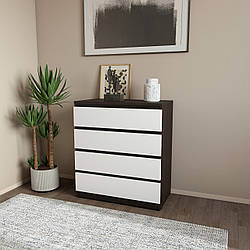 Комод на 4 ящики без ручок Венге магия+білий