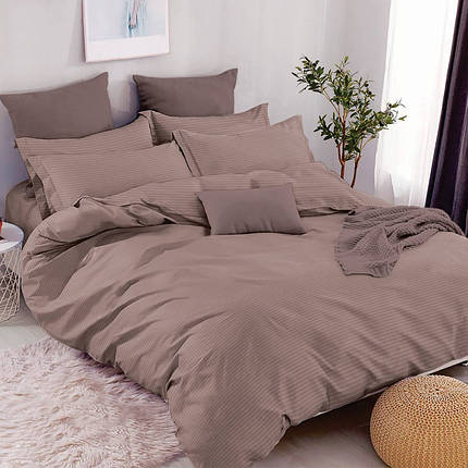 Світло коричнева однотонна тканина в смужку 220 см для постільної білизни Бязь Gold Lux, рулон 50м, Пакістан, фото 1