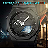 Чорний годинник чоловічий наручний з нержавіючої сталі зелений циферблат Skmei, Електронно-стрілочний годинник, фото 2