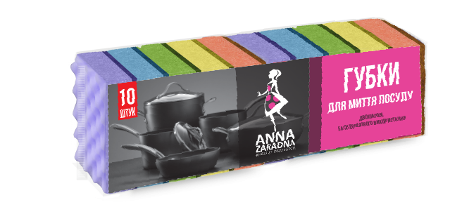 Губки для миття посуду Anna Zaradna, 10 шт.