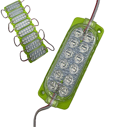 Світлодіодні ЛЕД/LED модулі автомобільні 12V зеленого кольору (12 лід) 105мм довжина, 40мм ширина