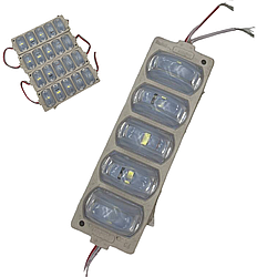 Світлодіодні ЛЕД/LED модулі автомобільні 12V білого кольору (5 лід лінза) 110мм довжина, 35мм ширина