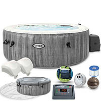 Надувний джакузі - СПА Intex 28440 (196х71 см) (4-х мест: 1 741 л/ч,тент, підстилка, підсвітка, 2 підголівника)