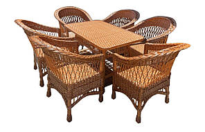 Меблі з лози на 6 човник із великим столом