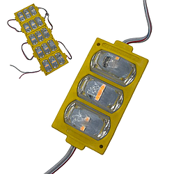 Світлодіодні ЛЕД/LED модулі автомобільні 12V жовтого кольору (3 лід лінза) 67мм довжина, 40мм ширина