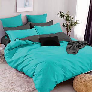 Однотонні тканини компаньйони 220 см для постільної білизни бірюзова та сіра Бязь Gold Lux, (A+B) — (50 м+50 м) Пакистан, фото 1